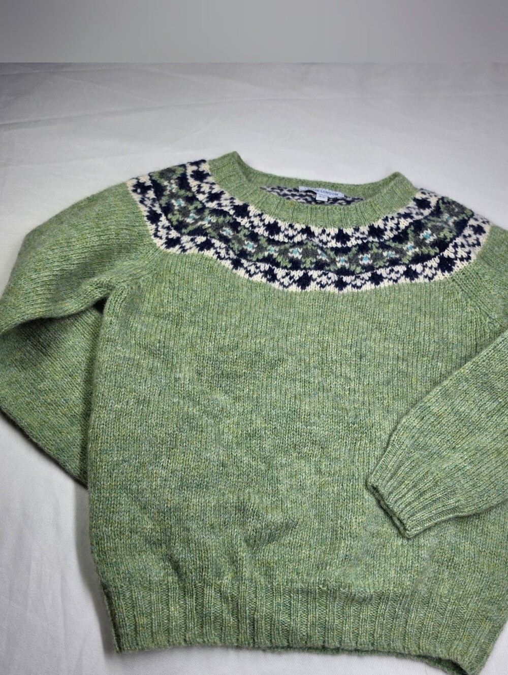 Lallie London Kids Fair Isle Wool Sweater Green 5-6 Scotland Knit Prince Louis
